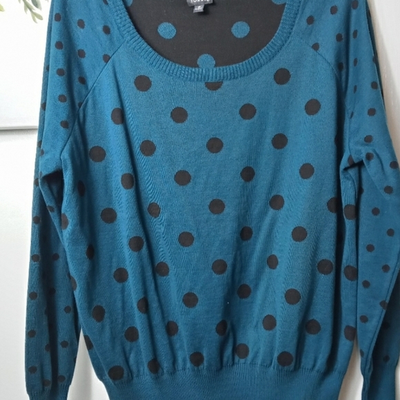 Torrid Polka Dot Teal Sweater - Picture 3 of 3
